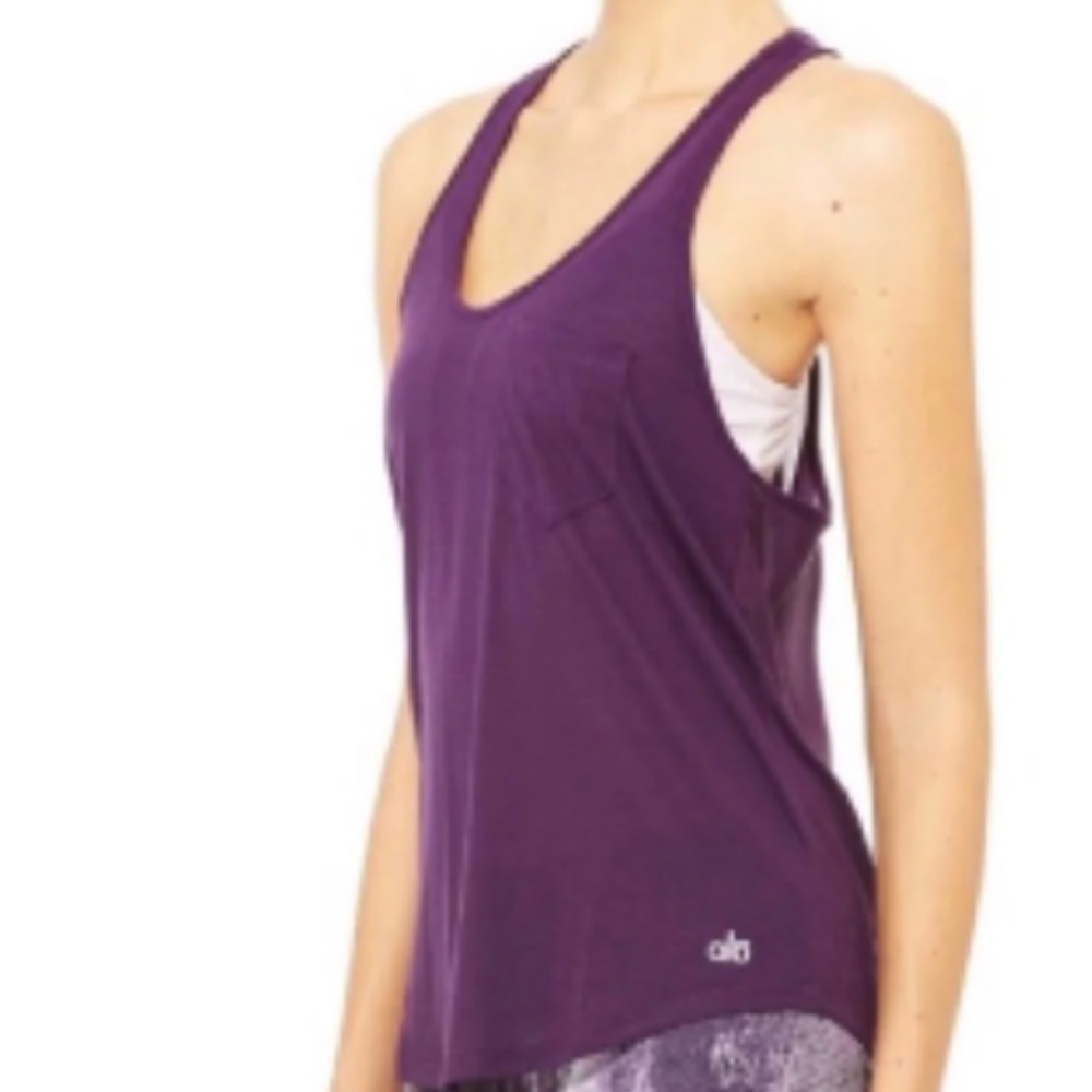 Alo Yoga Extreme Racer Yoga Tank Top Dark Purple Size M